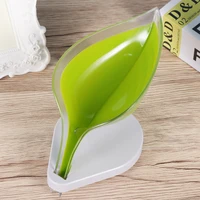 1pc creative suction cup soap holder leaf shape draining soap dish tray for shower bathroom kitchen bathroom accessories