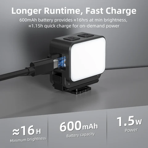 Flymile светодиодный заполняющий светильник для DJI OSMO Pocket 3, аксессуары, видеолампа, магнитное IPX4, водонепроницаемое освещение для фотосъемки, 600 мАч