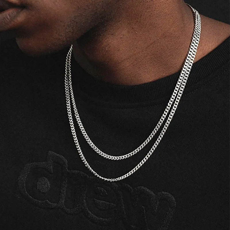 Ожерелья в стиле хип хоп для мужчин и женщин ожерелье из нержавеющей стали 3 мм кубинское ожерелье цепочка рэпера чокер Индивидуальные ювелирные изделия C023