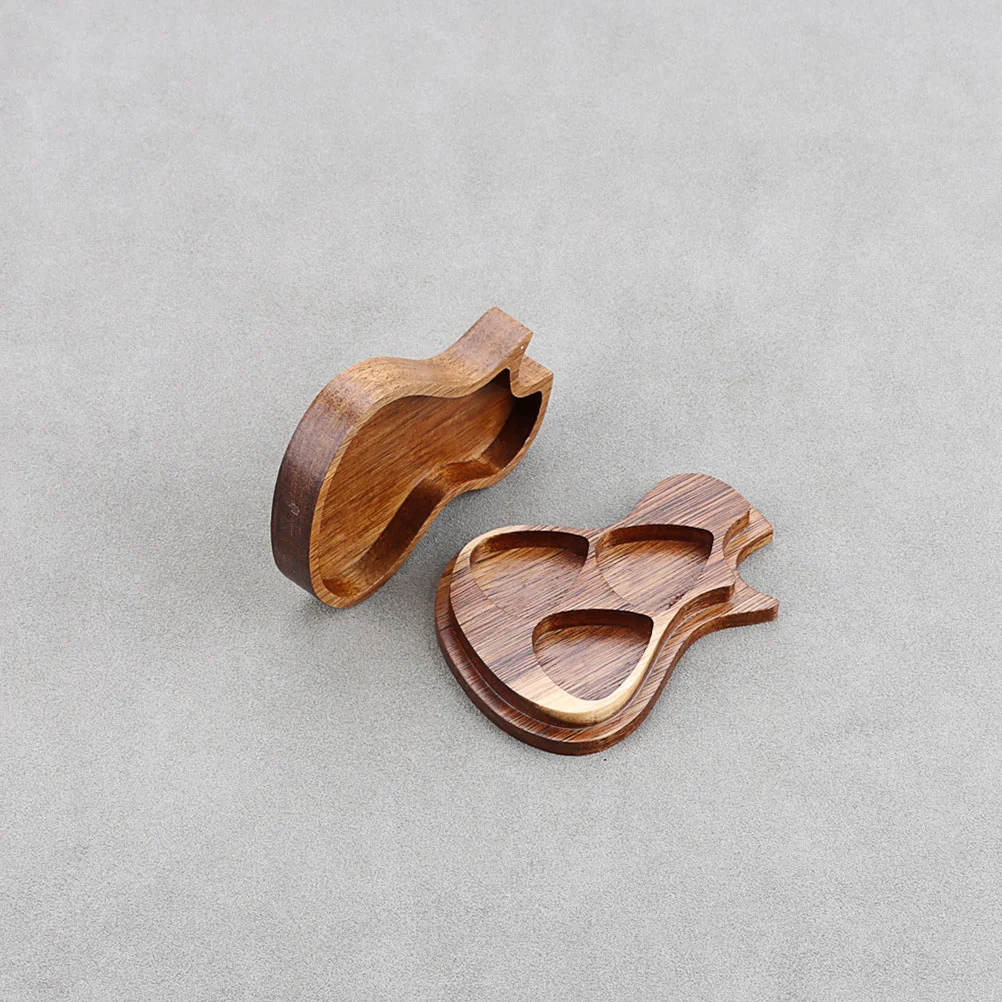 

Guitar Shaped Guitar Pick Case Wooden Guitar Pick Box Guitar Pick Storage Holder