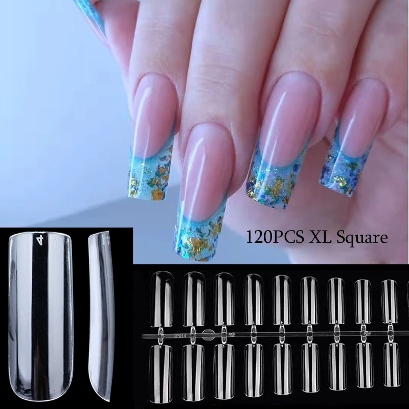 120 шт./мешок XXL Квадратные искусственные ногти Капсульные насадки для наращивания ногтей Маникюрные инструменты Гель X Накладные.