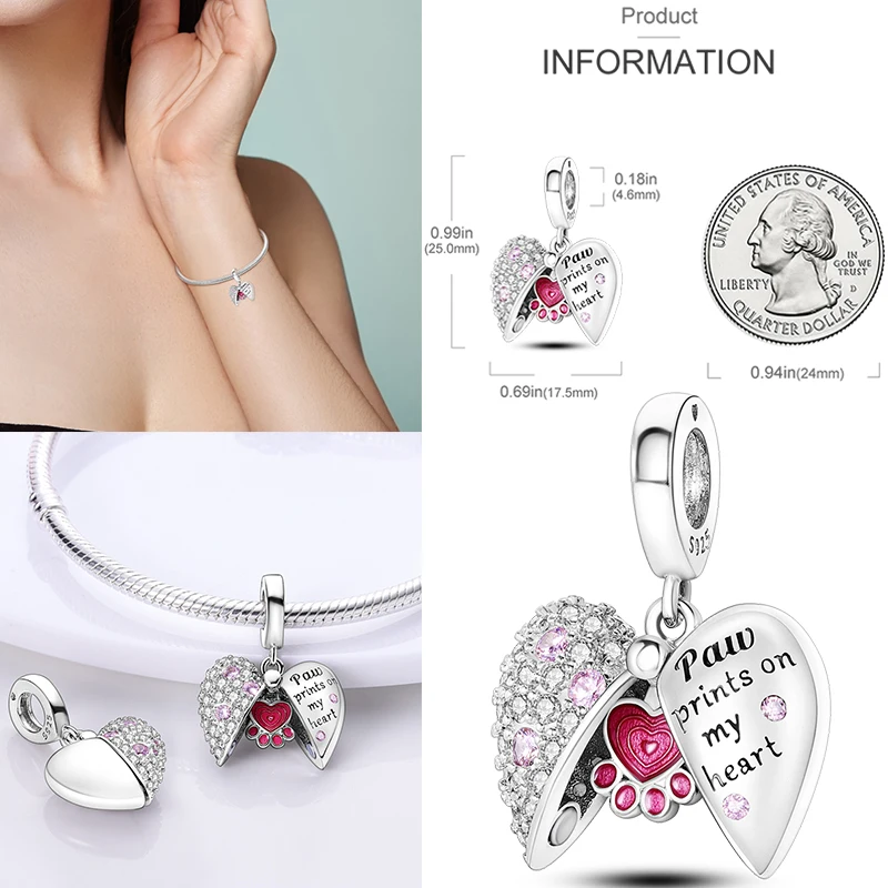 PAMELA 925 Стерлинговое Серебро розовый цвет фламинго подвеска цветок девушка собака