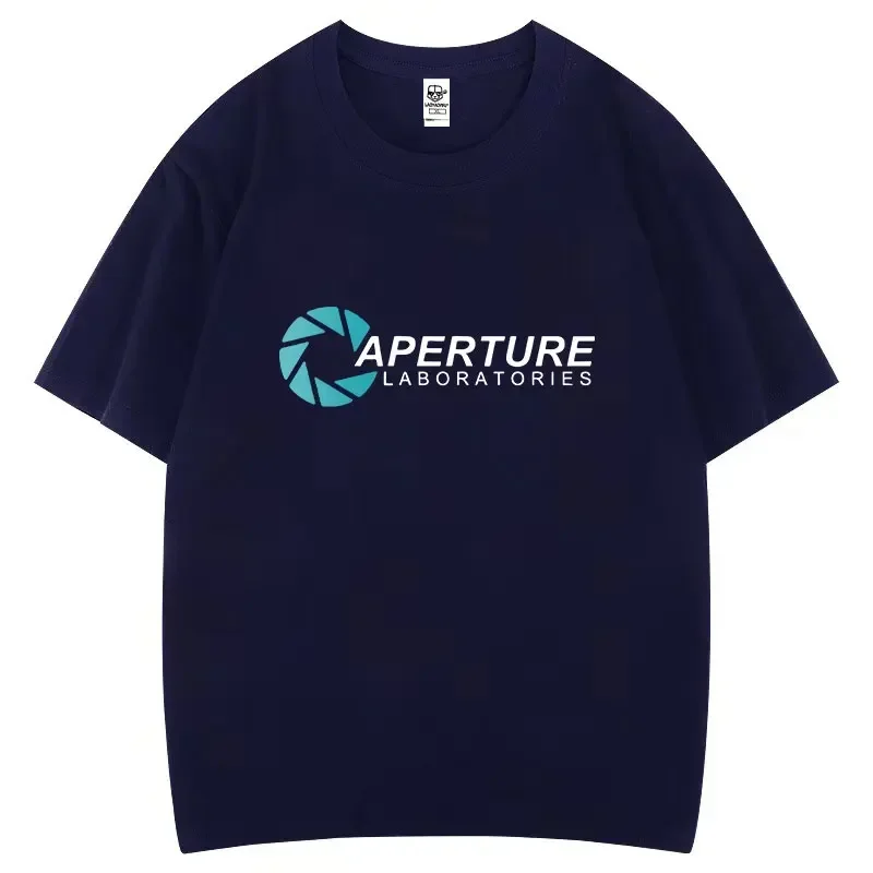 Фото Лидер продаж, модная хлопковая футболка с логотипом Portal 2, Aperture Laboratories, мужские и женские креативные дышащие повседневные топы для вентиляторов видеоигр №2