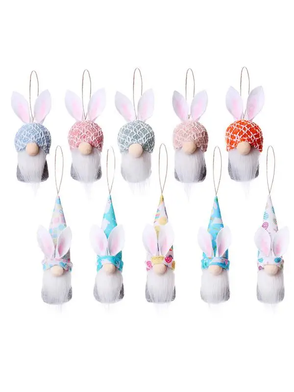 

Bunny Gnomes Plush Faceless Rabbit Gnome Plush 10 Pcs Easter Gnome Tree Ornaments Faceless Bunny Doll Pendant Spring Gnome Gifts