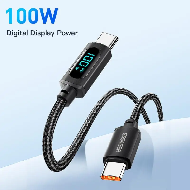 

Essager 100W USB Type C To USB C Cable Display 5A Fast Charging USB C Data Cord For Huawei Samsung S22 Poco F3 Laptop IPad Oppo