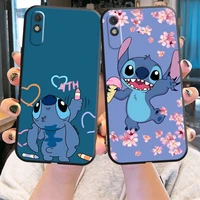 disney cute stitch phone case for xiaomi redmi 9 9i 9at 9t 9a 9c 10 note 9 9t 9s 10 10 pro 10s 10 5g liquid silicon soft coque