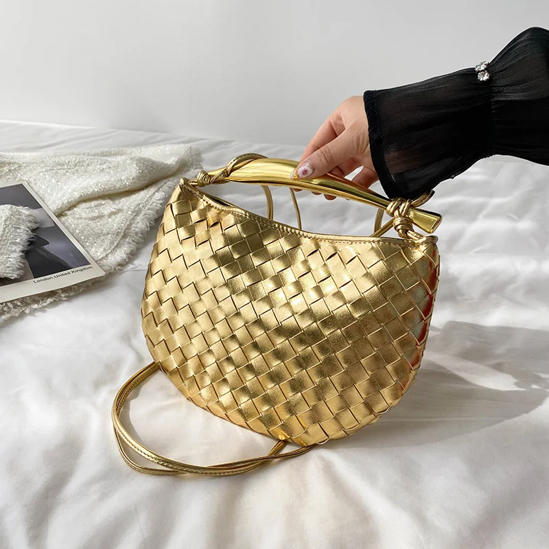 

Luxury Design Fashion Handmade Knitting Weave Women Lady Crossbody Shoulder Bag Female Satchel Handbag Tote Purse Dinner Bag