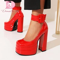 doratasia luxury ladies pumps platform shoes women solid round toe thick high heels ol wending elegant sexy pumps female autumn