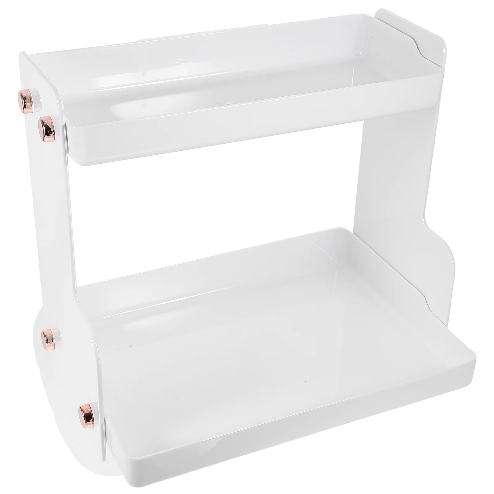 

Vanity Tray Counter Top Organizer Shelf Kitchen Spice Rack Toiletries Countertop Bathroom Holder Storage White