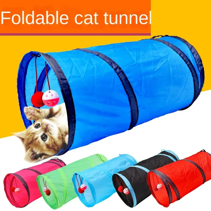 

Туннель для кошек, забавная игрушка для домашних питомцев с 2 отверстиями, Складные Игрушки для котят, щенков, хорьков, кроликов, игровые туннели для собак
