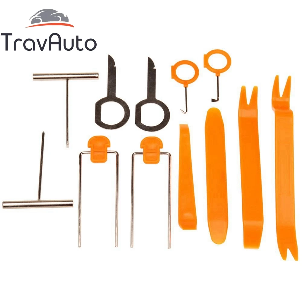 12Pcs Plastic Car Panel Remove Tools Auto Radio Door Clip Panel Trim Dash Audio Removal Installer Pry Repairing Tools