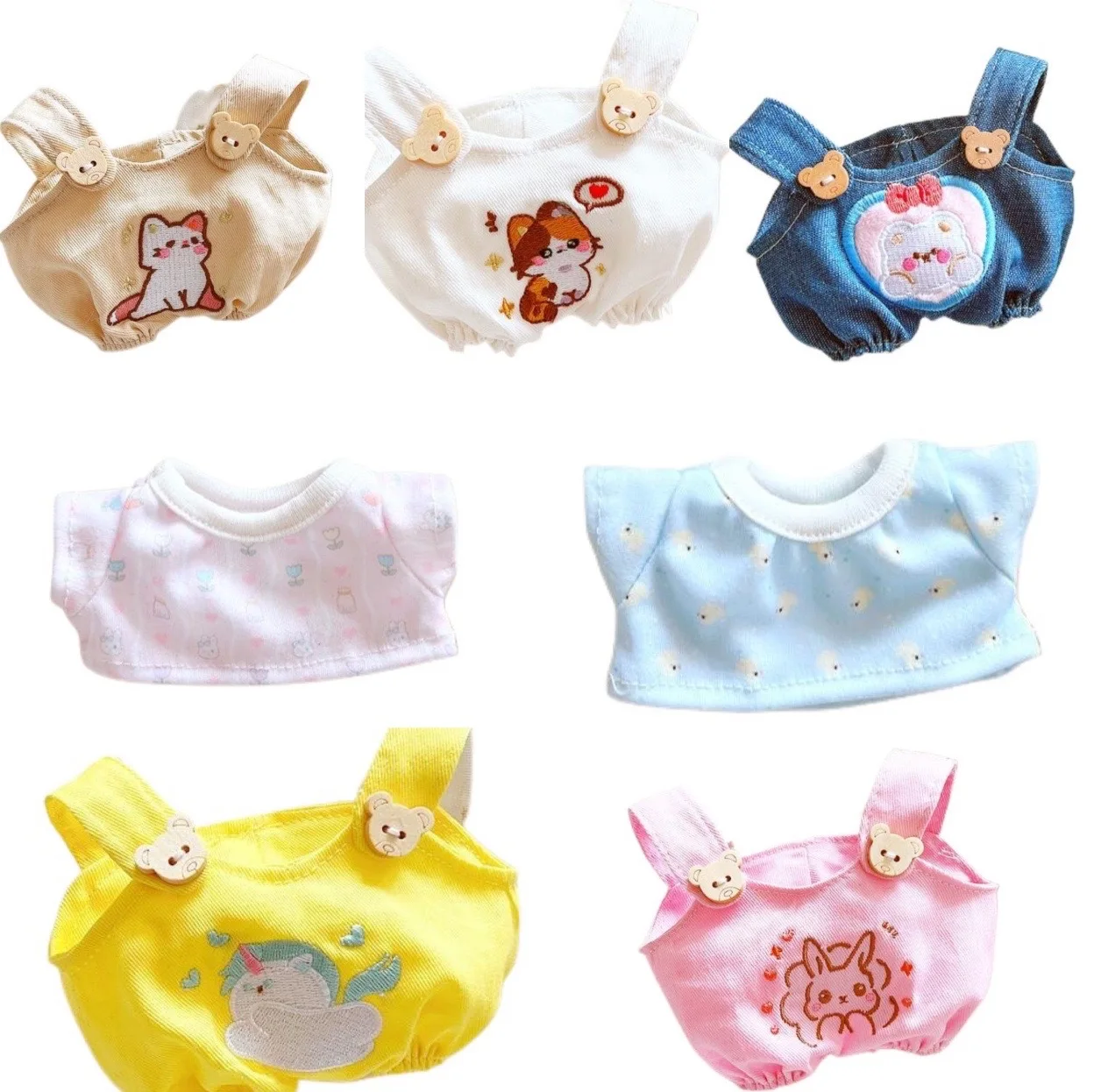 

20cm/14inch Doll Clothes SKZOO EXO Suspender Pants Cartoon Animal Pattern Mini T-shirt For Cotton Stuffed Dolls Toy Accessories