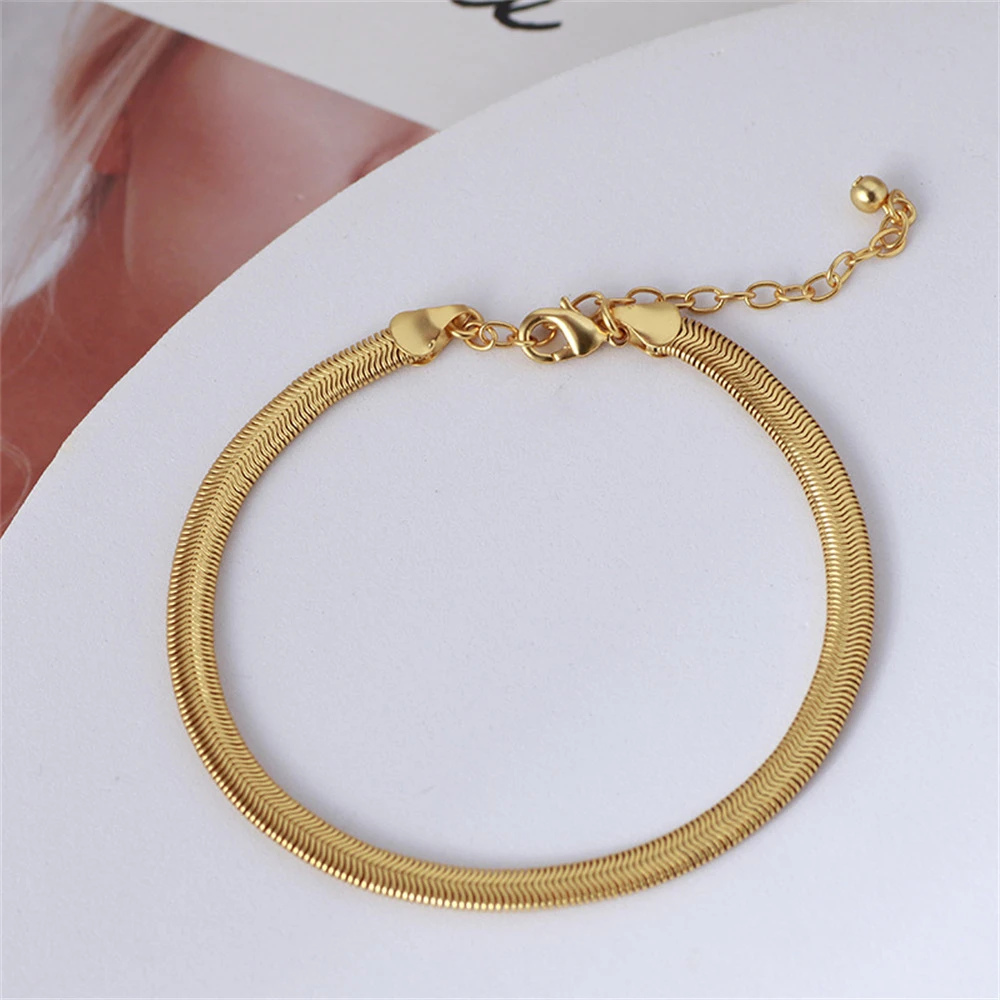 

Gold Plated Bracelets for Women 18K Valentine's Day Gift Stainless Steel Blade Snake Fishbone Chain Snake Chain Bracelet Bulk