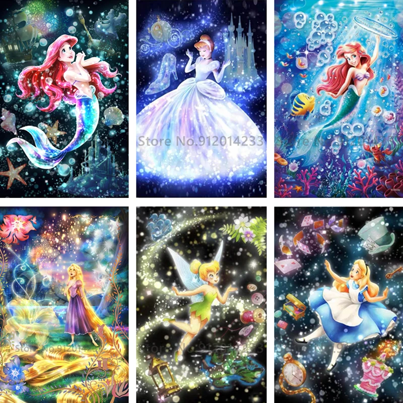 

Алмазная живопись «сделай сам» Disney 5D, мультяшная принцесса, Русалка, колокольчик, Набор для вышивки, мозаика, стразы, вышивка крестиком