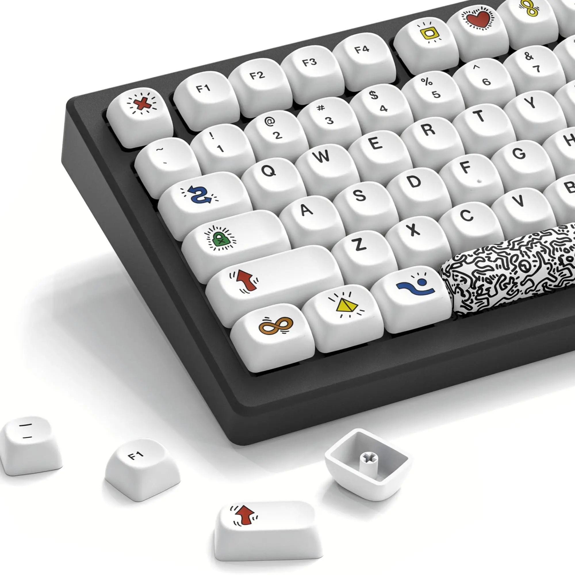 Женские колпачки для клавиш с граффити MOA PBT милые сублимационной краской 134