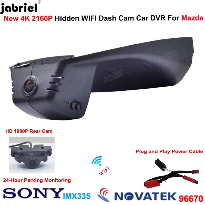 

4K Car DVR Dash Cam Front and Rear for Mazda 3 Axela CX30 2016 2017 2018 2019 2020 2021 2022 UHD 2160P Video Recorder Dashcam