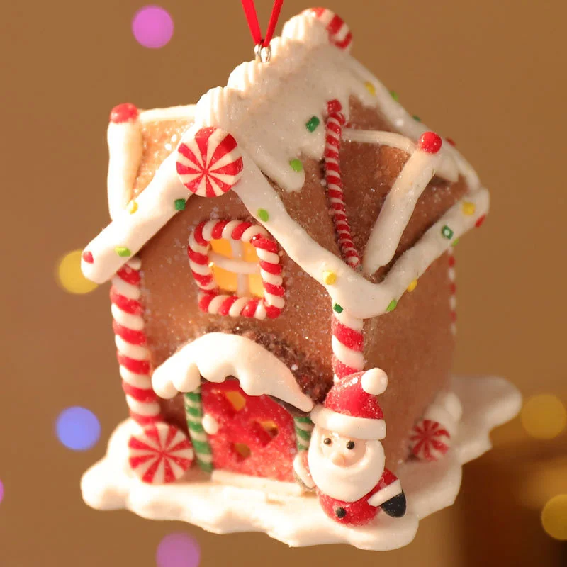 

Christmas Gingerbread Small House Creative Xmas Tree Decorantions Hanging Ornament navidad night light Home christmas Decor