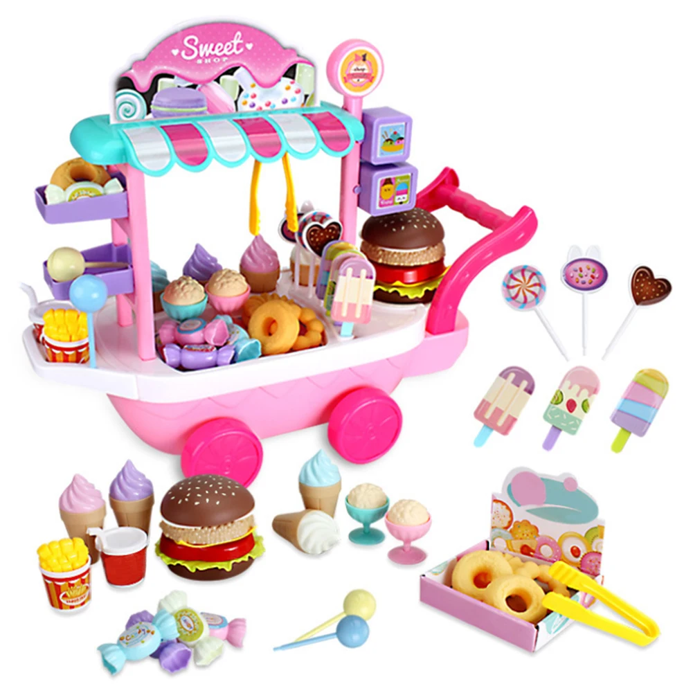 

36 Pcs House Play Children Candy Cart Toy Set DIY Plastic Ice Cream Simulation Mini Educational Non Toxic Pretend Game Funny