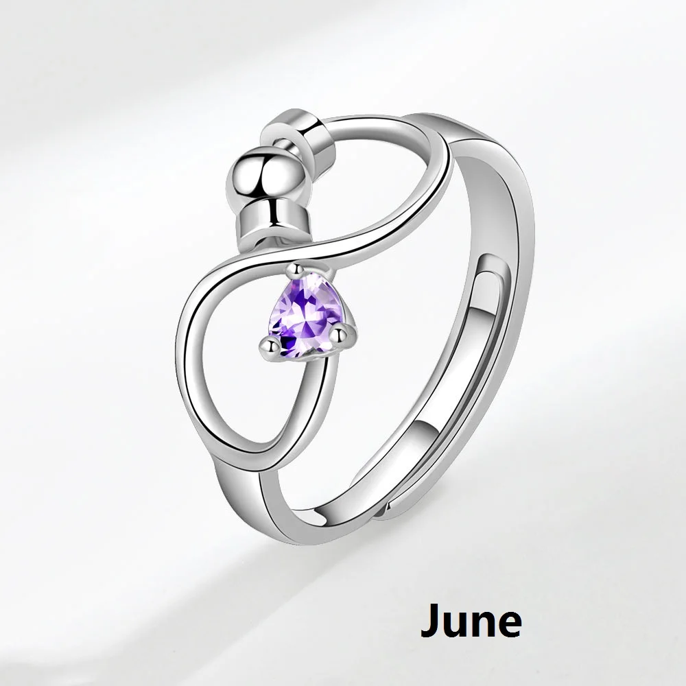 

Fidget Spinner Ring Purple Gem Ring Female Stress Reliever Anti-Anxiety Stress Ring Girl Spin Bead Ring When Jewelry
