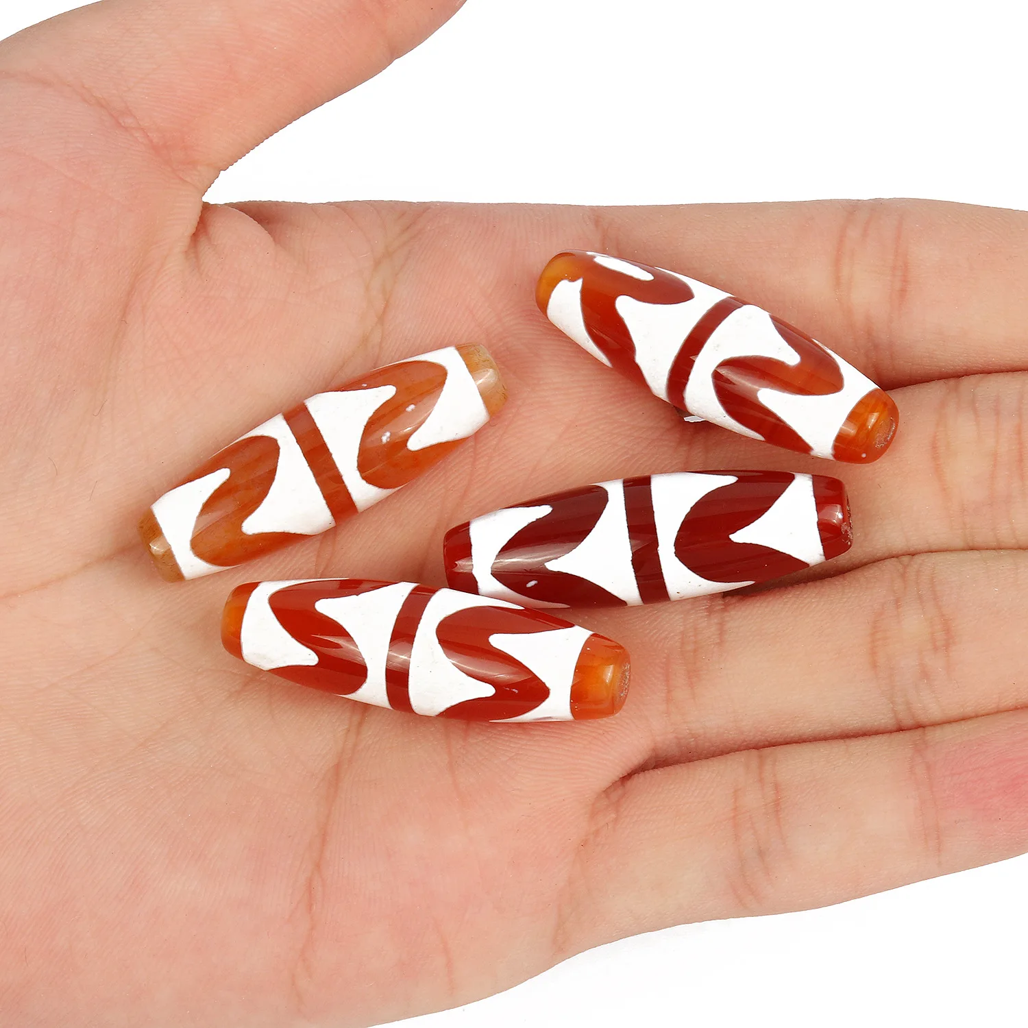 1pcs Natural Onyx Dzi Beads Black and White 3 Eyes Love Column Necklace Woven Beadwork Wholesale