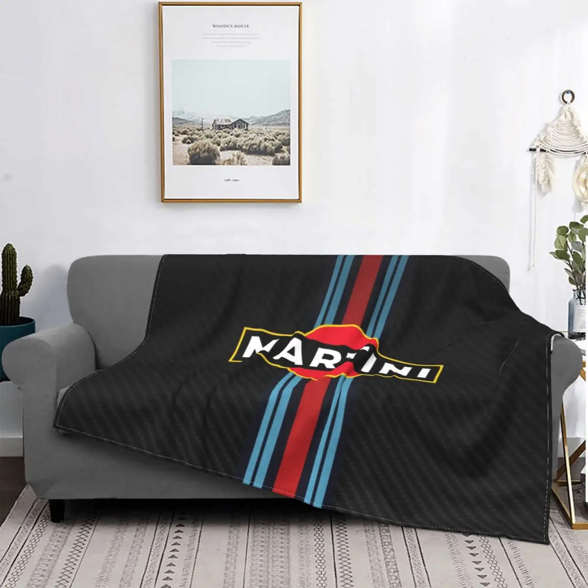 

Martini Racing Stripes Blankets Breathable Soft Flannel Summer Sportscar Motor Racing Throw Blanket for Couch Outdoor Bedroom