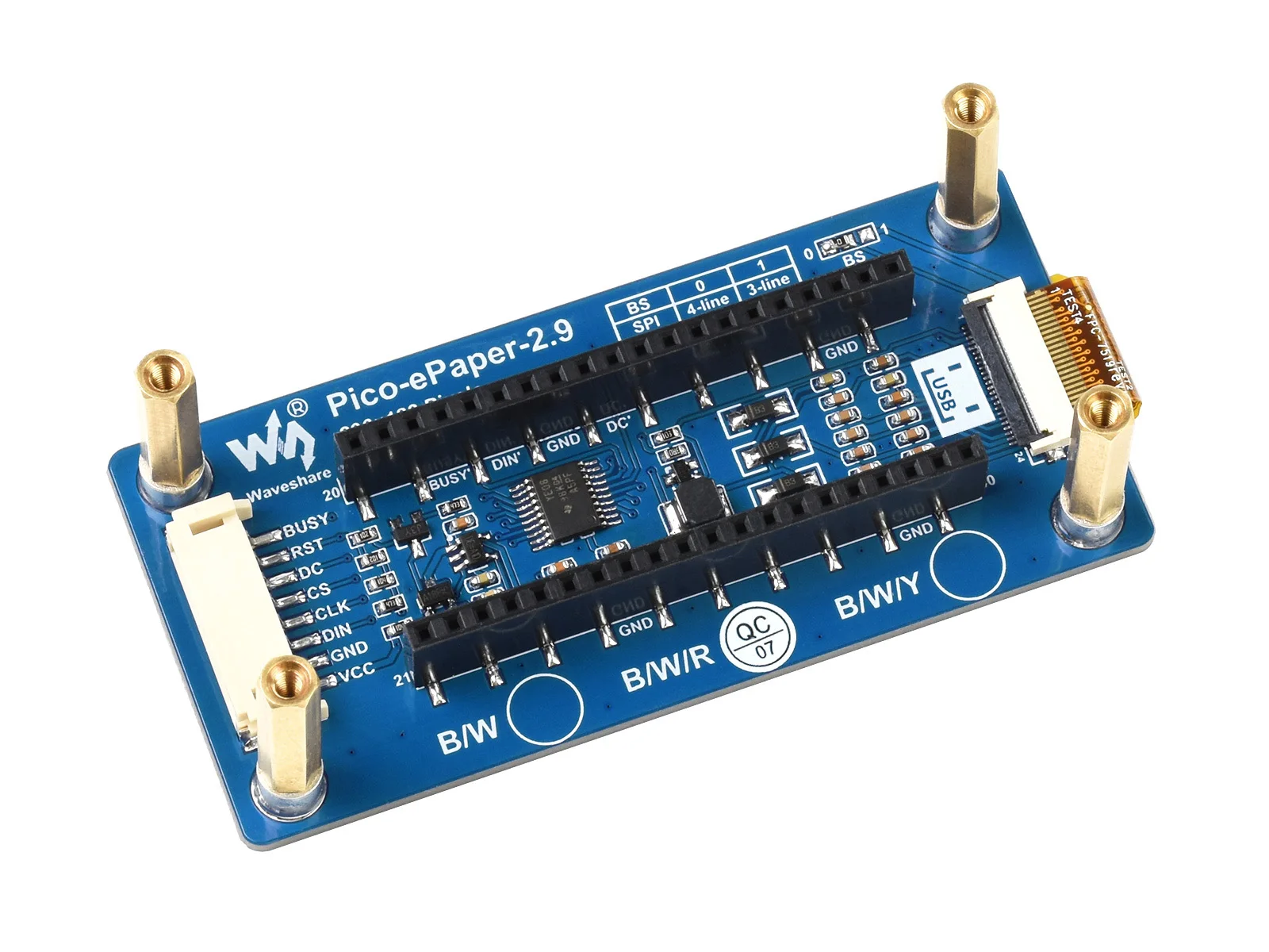 Модуль дисплея Waveshare 2 9 дюйма E-Papier E-Ink (B) для Raspberry Pi Pico 296 × 128 пикселей Rood/Zwart/Wit