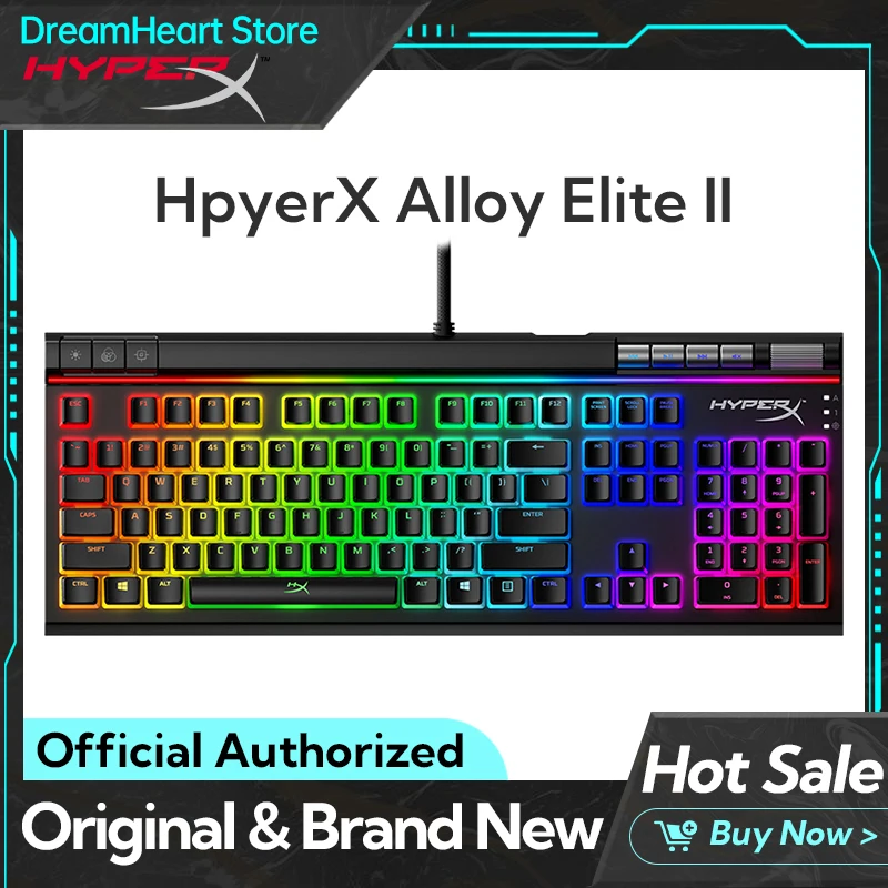 

Original HyperX Alloy Elite 2 Gaming Keyboard Metal Panel Mechanical Keyboard Dynamic Effect Splash Resistant Keyboard