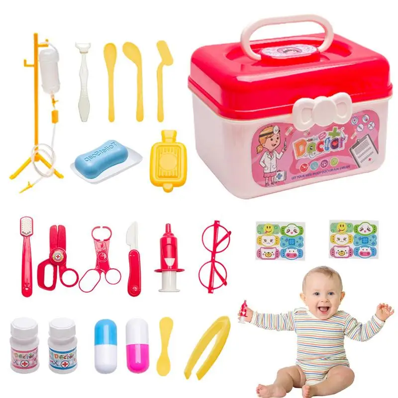 

Durable Doctor Kit For Kid 23pcs Play House Toy Doctor Set Stethoscope Children Play House Storage Box Simulation Doctor