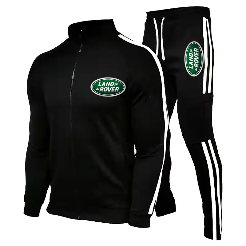 

2022 Mens Striped Tracksuit Land Rover Car Logo Print Hoodie Sports Suits 2 Piece Hoodies&Pants Sportswear Jogging Casual Sets