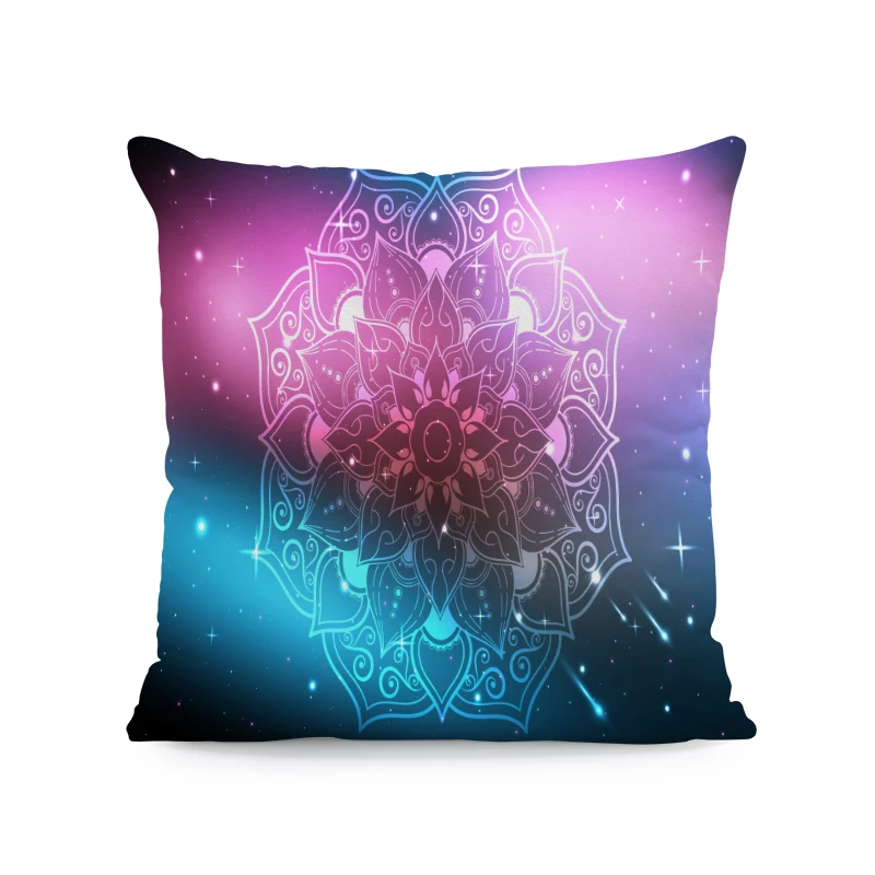 Наволочка с логотипом на заказ игровая светло-голубая Мандала круглым узором