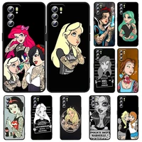 tattoo princess phone case for oppo realme 5 6 6i 6s 7 8 8i 9i c3 c11 c21y q3s pro narzo 50a 50i master gt2 pro black luxury