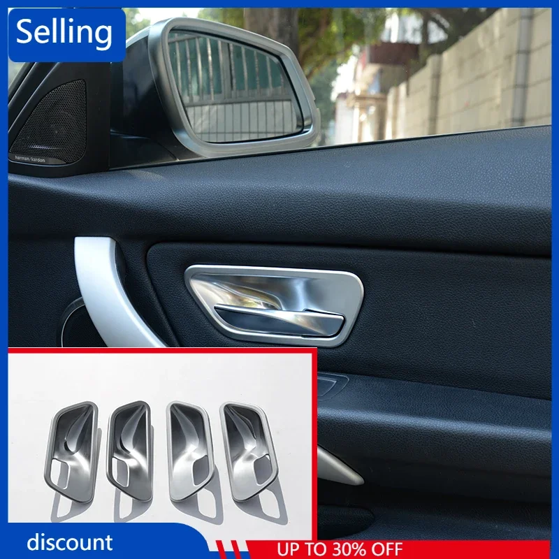 

4pcs For BMW 3 4 Series f30 f32 f35 316i 318i 320li 2013-2017 ABS Chrome Interior Door Handle Bowl Trim Cover Sticker Accessory