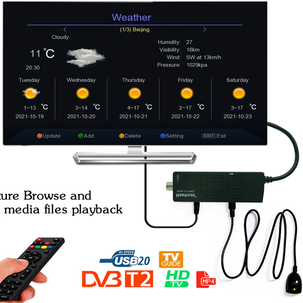 Hot Sell Digital Terrestrial Decoder HD TV Set-Top Box DVB T2 USB 2.0 1080p Tuner 512Mbit DDR3 Frequency 1066 US/EU/UK/AU |