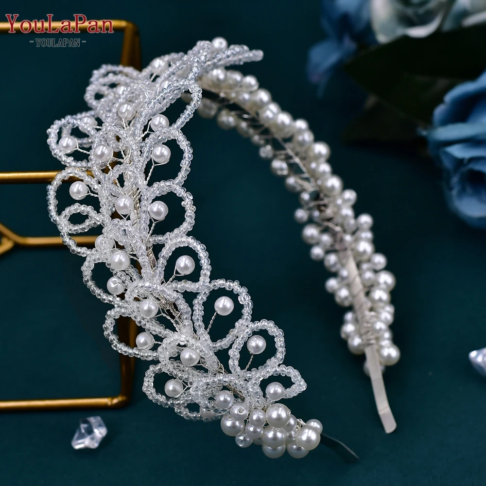 Элегантная повязка на голову YouLaPan с жемчугом для невесты свадебные аксессуары