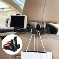 2pcs multifunctional car back seat hooks w phone mount holder fastener seat back hanger clips cradle stand black universal