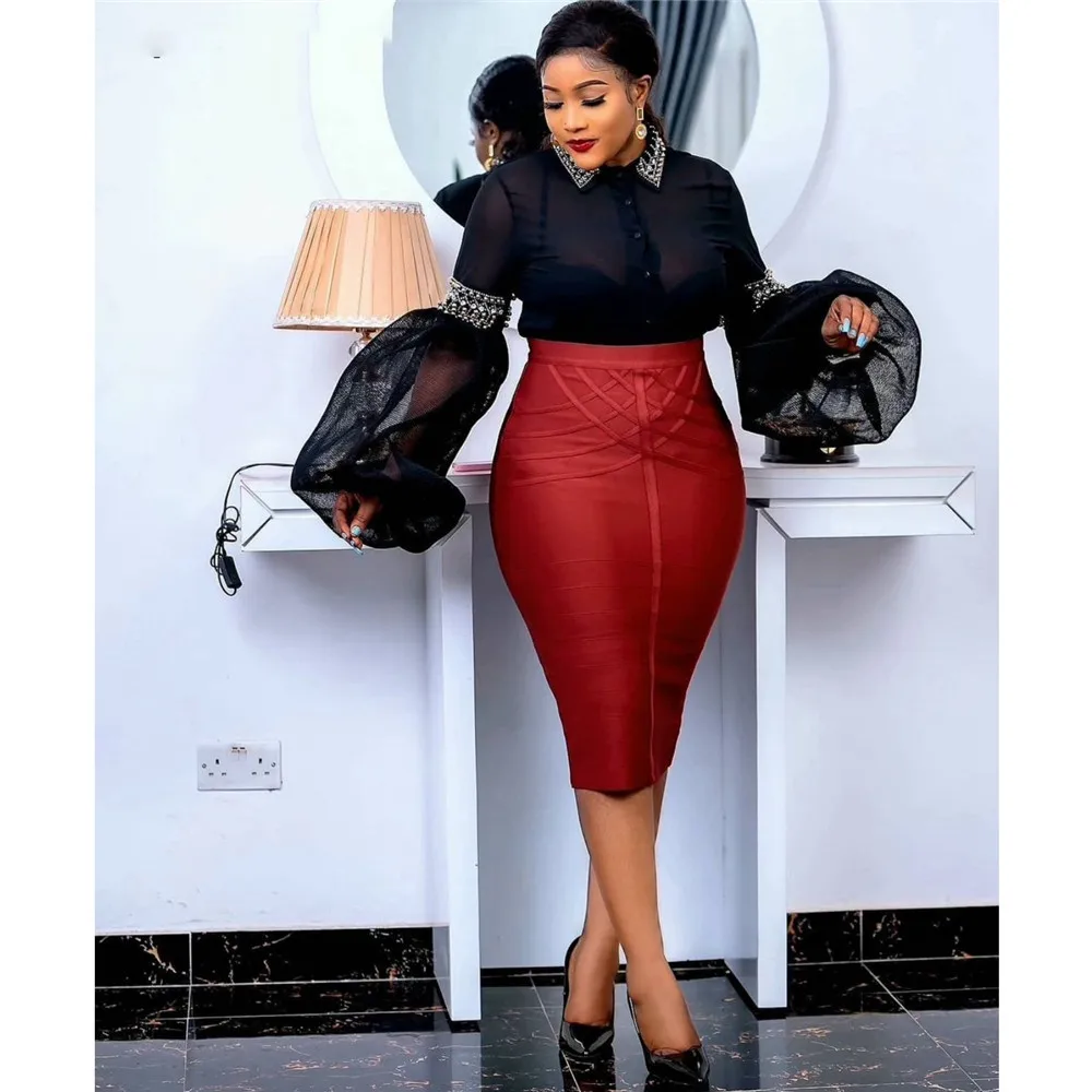 

Women's Skirt Bandage Sexy Slim High Waist Pack Hip Skirt Solid Color Office Commuter Spring Summer 2022 New Africa