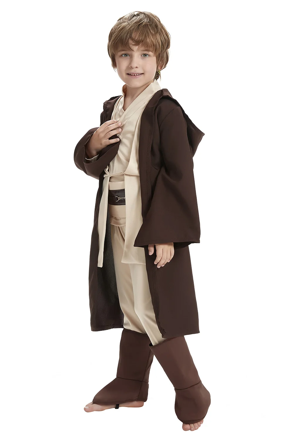 

Kid Children Jedi Knight Cosplay Costume Obi Wan Kenobi Uniform Suit Anakin Skywalker Hooded Robe Cloak Outfits