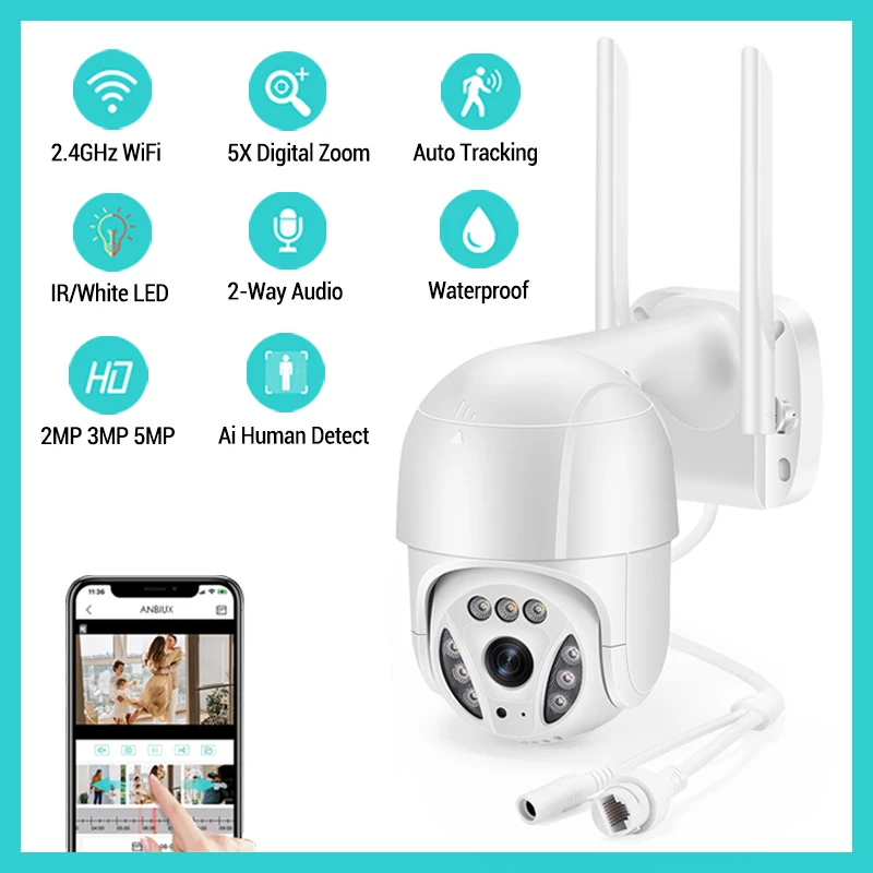 

IP-Камера уличная водонепроницаемая, 5 МП, Wi-Fi, 1080P