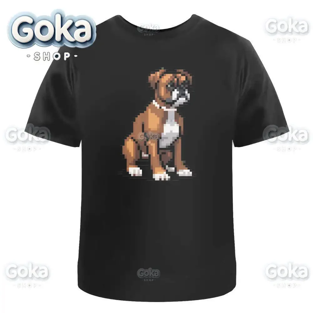 Pixel Art Boxer Dog Графические футболки Мужская одежда Новые топы и Хлопковая женская