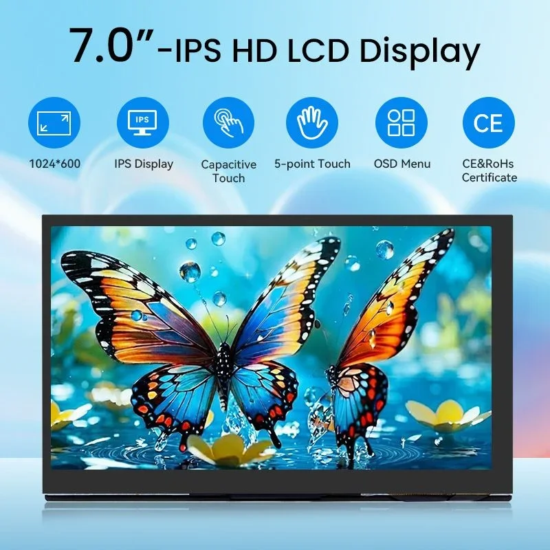 Фото 7-дюймовый IPS DSI сенсорный экран с емкостным управлением 800*480 для Raspberry Pi 5/4/3 BB Black/PS4 и Xbox с профессиональной подставкой №4
