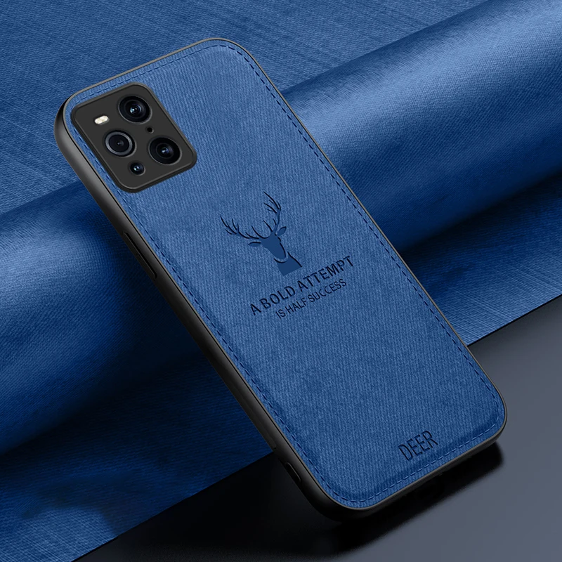 

for Oppo Find X3 Pro Phone Case Fabric Luxury Deer Cloth Soft Edges Hard Shockproof Cover OppoFindX3Pro CPH2173 PEEM00 PEDM00