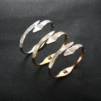snake shaped bracelet high quality cubic zirconia crystal shells stainless steel bangle for women men couple luxury jewelry gift