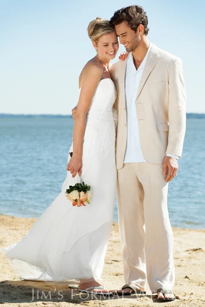 

Cream Color Suits Beach Wedding Suits For Men Tailored Men Suit Custom Made Groom Tuxedos For Hot Summer Wedding (Jacket+Pants)