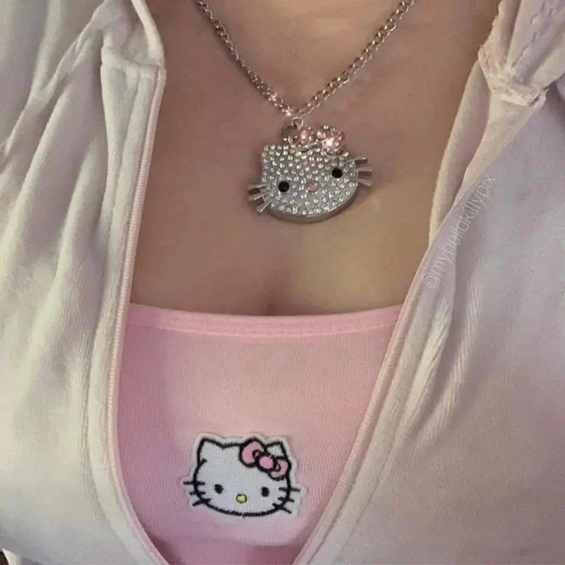 Ожерелье Kawaii Hello Kitty мультяшное оригинальное ожерелье Y2K для девушек с подвеской