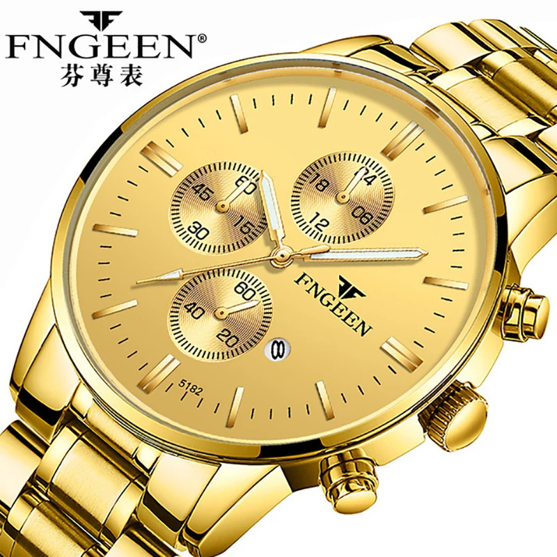 

FNGEEN Top Brand Men Quartz Watch Fashion Luxury Wristwatch Business Waterproof Chronograph Calendar Date Watches Sport Clocks