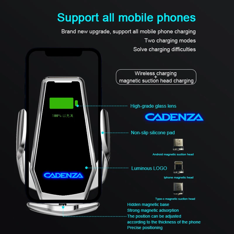 

For Kia Cadenza 2014 2015 2016 2017 2018 2019 2020 2021 Accessories Smart Induction Wireless Charging Car Phone Holder