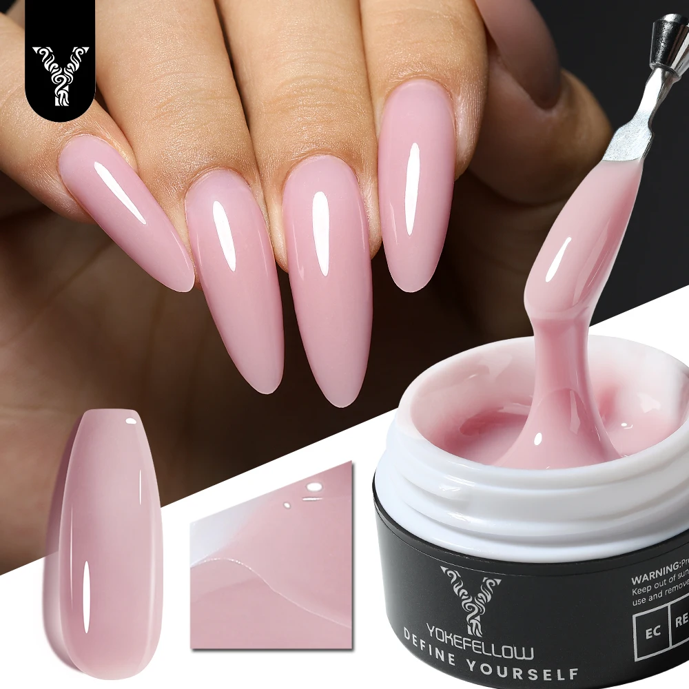 YOKEFELLOW 15 г Гель-лак для наращивания ногтей YMH04 Jelly Nude Pink Construct Extend УФ-акриловый гель