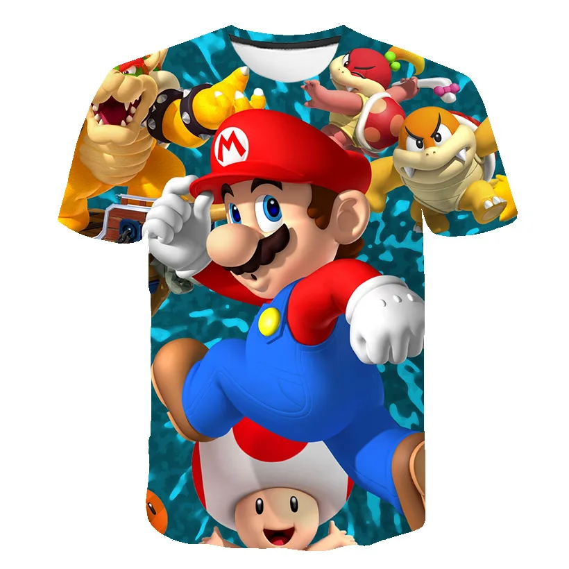 

Summer Children's 3D Baby Tops 4T-14T Youth Fashion Print Cartoon Kids T-Shirts Super Mario Cartoon Casual Short-Sleeved Tops