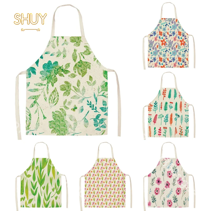 

Plant Pattern Apron for Women Florist Cleaning Adults Workwear Home Kitchen Accessories Parent-child Cooking Baking Kids Aprons