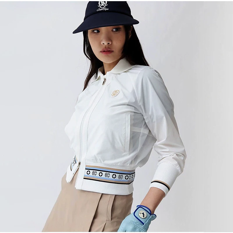 

23 Spring/Summer New Korean Golf Apparel Women's Slim Fit Round Neck Long Sleeve Jacket Coat
